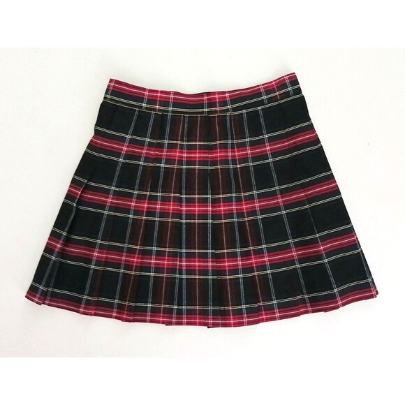 NEW Los Angeles Apparel Plaid Schoolgirl Pleated Skirt Blk Red Yellow  28" Waist - Picture 5 of 5